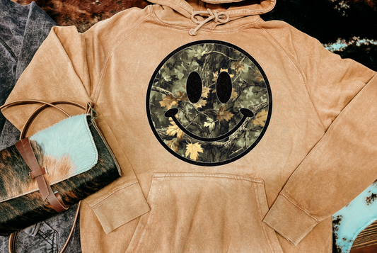 Camo Smiley Mineral Wash Hoodie