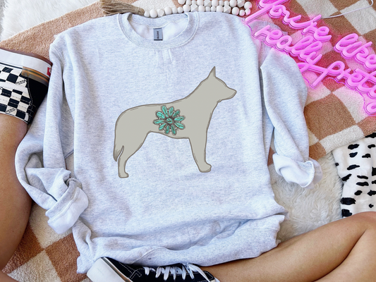 Turquoise Heeler Crewneck